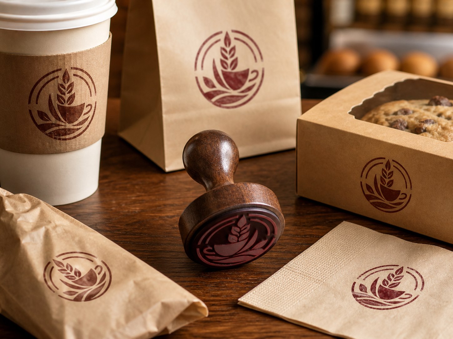 Bakery and cafe packaging stamps